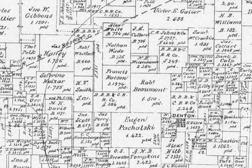 1879 Farm Line Map of Denton County Texas