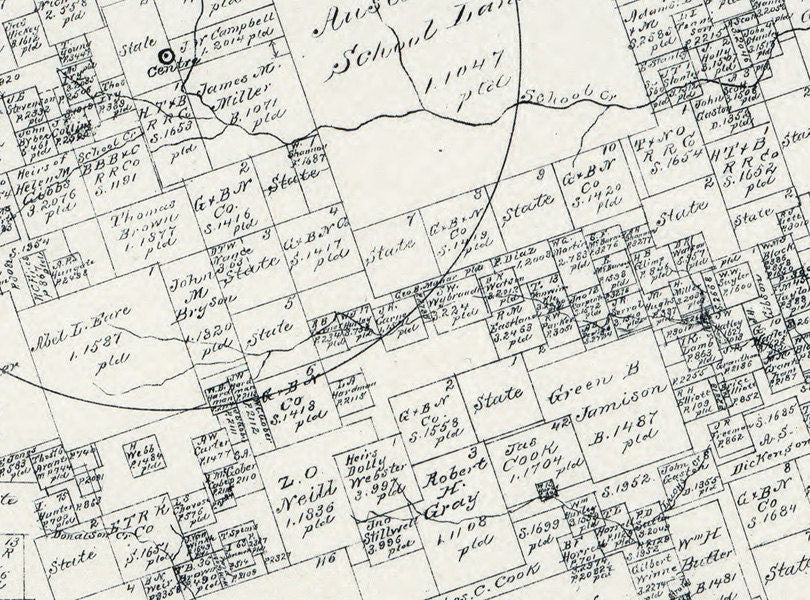 1879 Farm Line Map of Lampasas County Texas