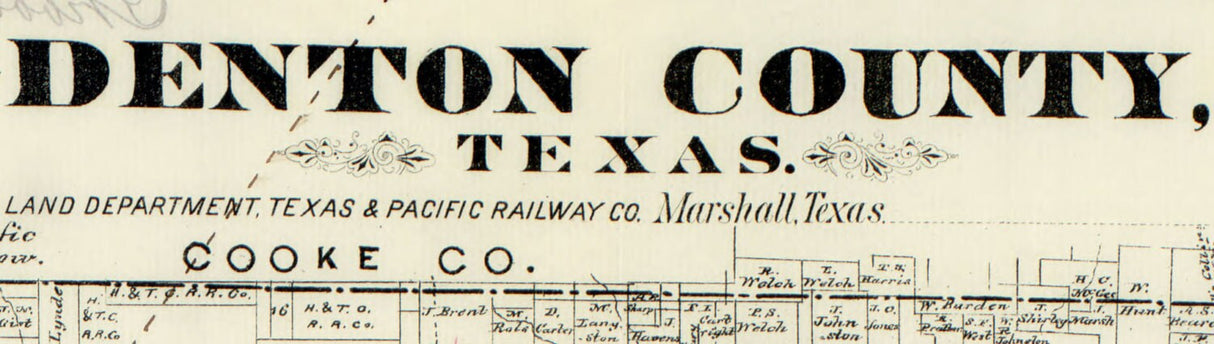 1870 Map of Denton County Texas