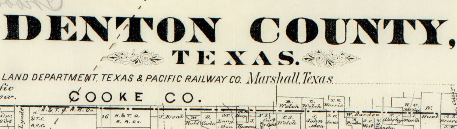 1870 Map of Denton County Texas