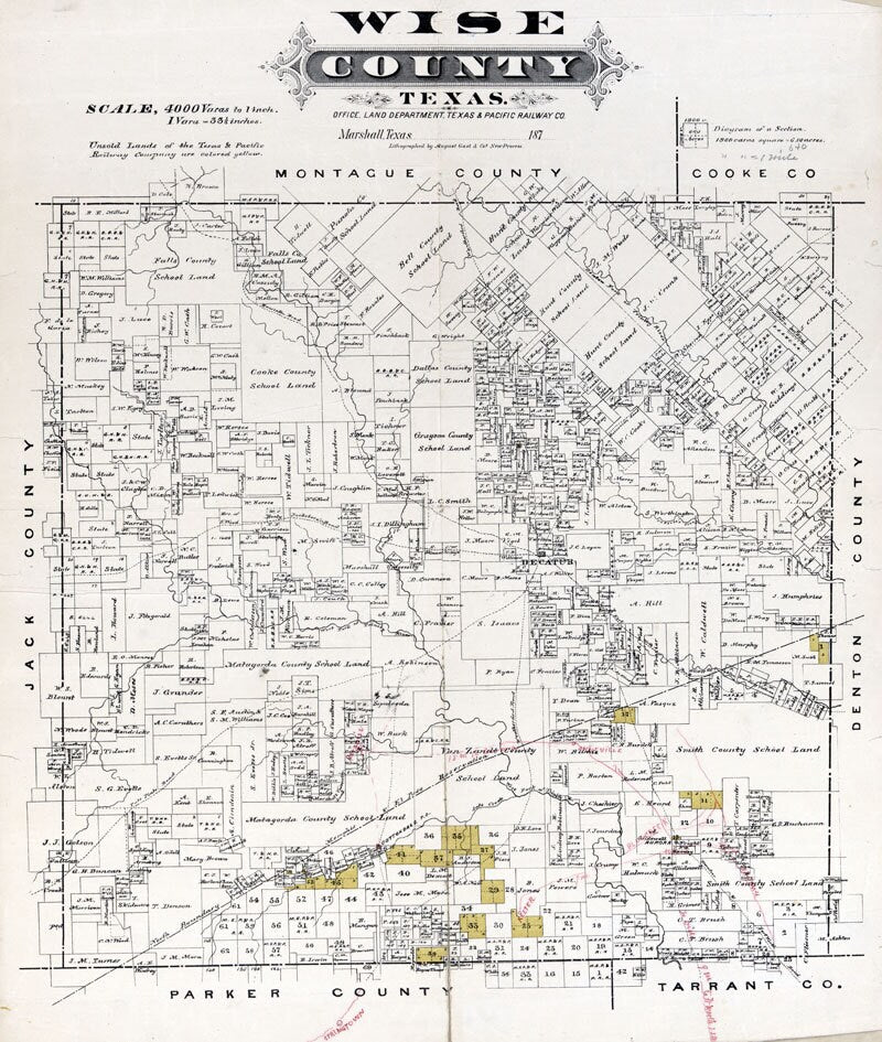 1870 Map of Wise County Texas