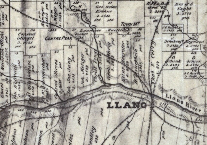 1875 Farm Line Map of Llano County Texas