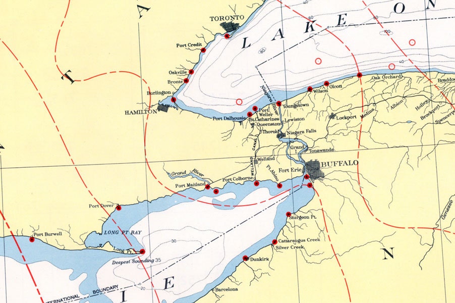 1955 Nautical Map of The Great Lakes