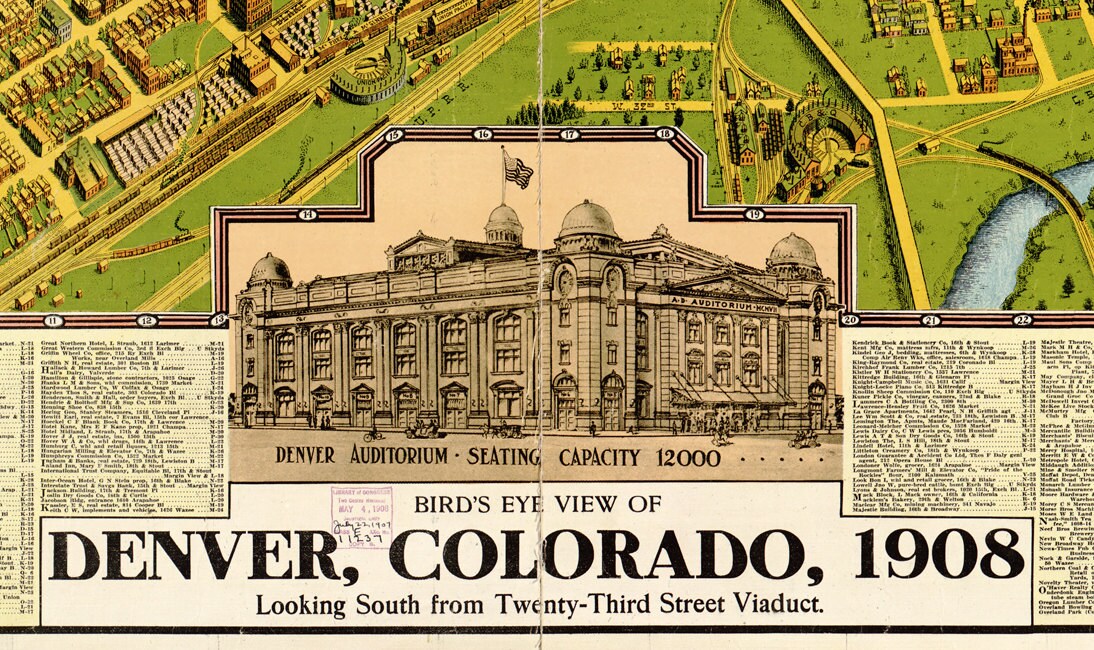 1908 Panoramic Map of Denver Colorado