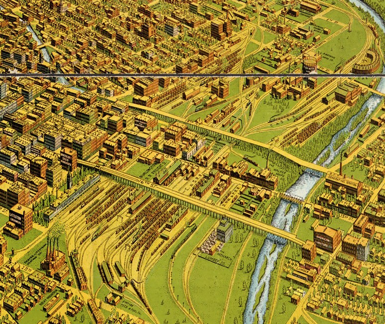 1908 Panoramic Map of Denver Colorado