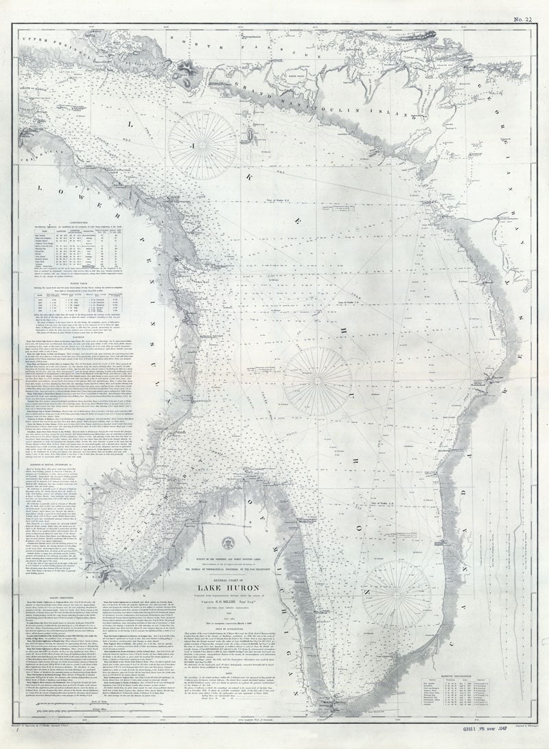 1897 Nautical Map of Lake Huron