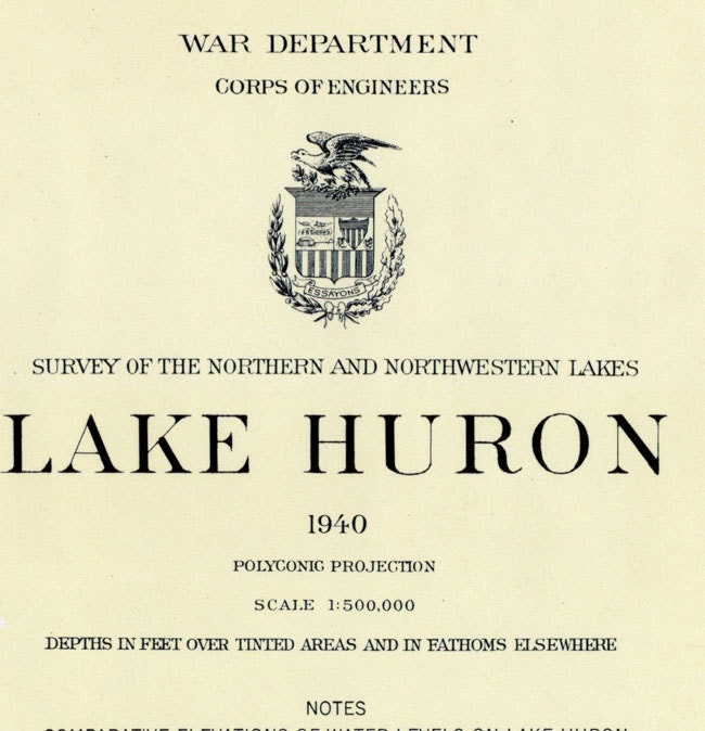 1940 Nautical Map of Lake Huron and Georgian Bay