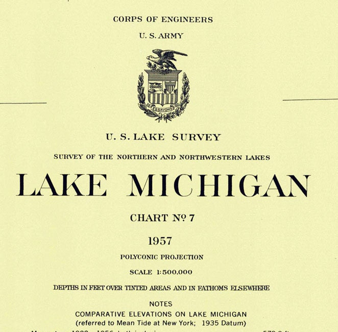 1957 Nautical Map of Lake Michigan