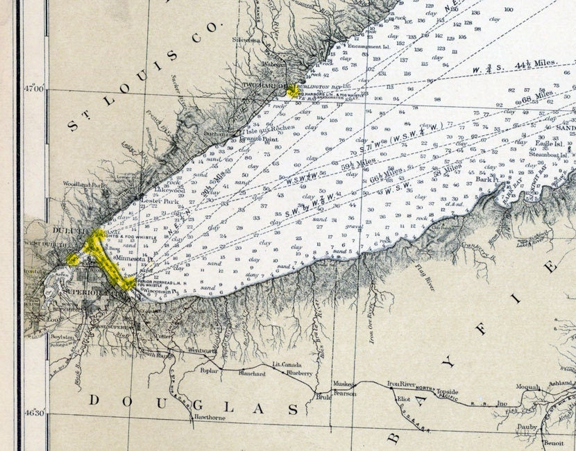 1895 Nautical Map of Lake Superior