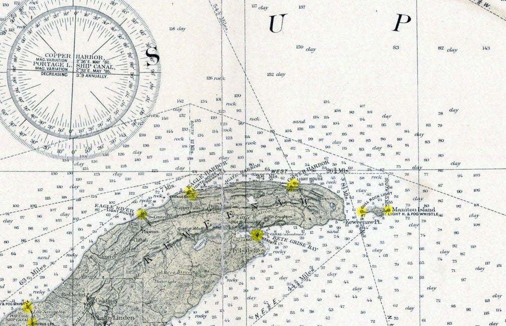 1895 Nautical Map of Lake Superior