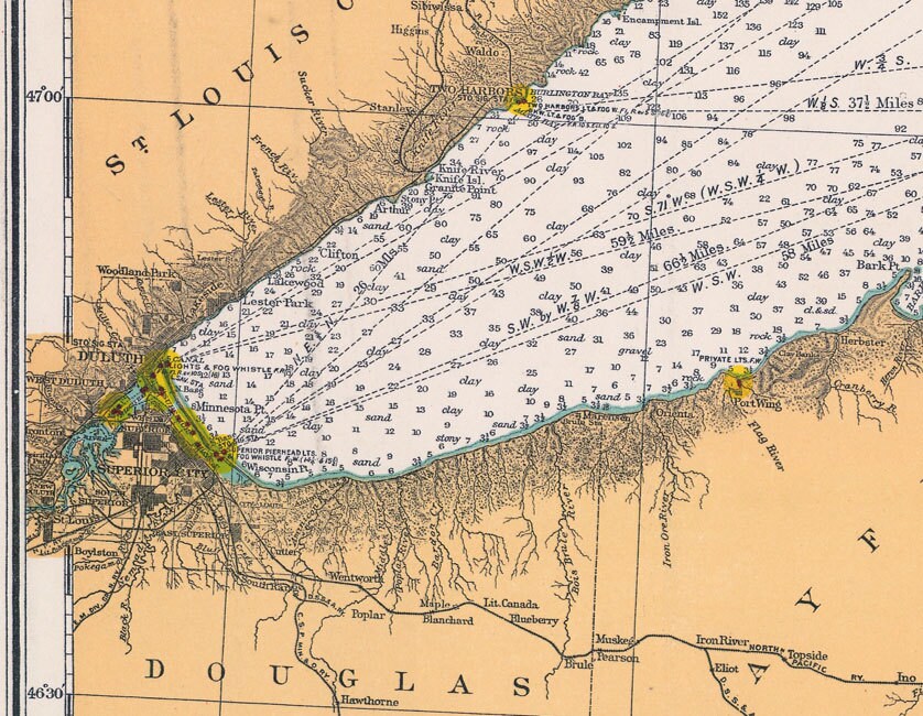 1909 Nautical Map of Lake Superior