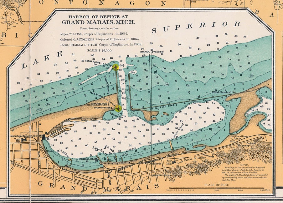 1909 Nautical Map of Lake Superior