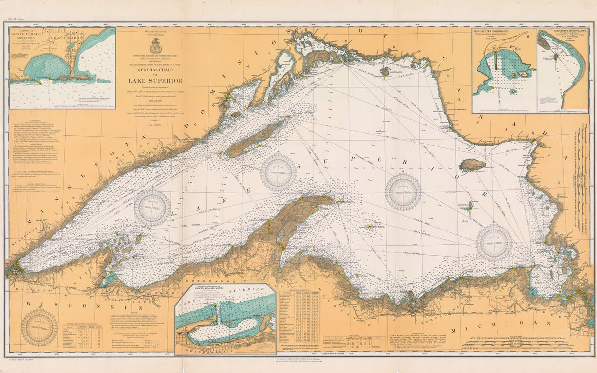 1909 Nautical Map of Lake Superior