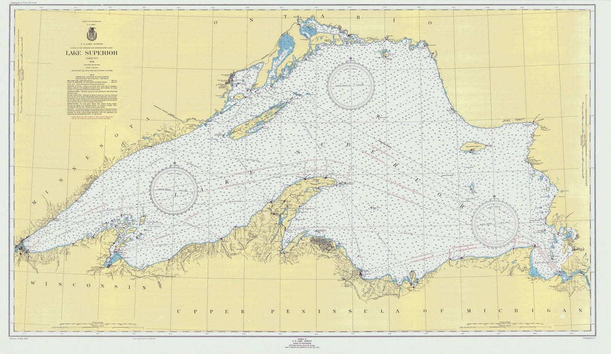 1950 Nautical Map of Lake Superior