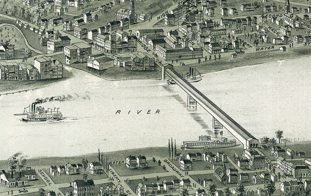 1902 Aerial Map of Brownsville Pennsylvania