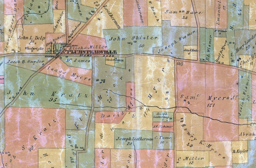 1859 Farm Line Map of Plumstead Township Bucks County Pa