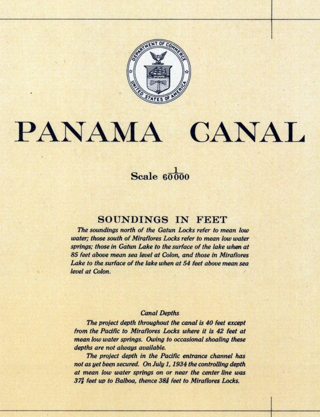 1934 Nautical Map of the Panama Canal