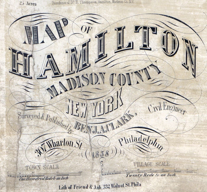 1858 Map of Hamilton Madison County New York
