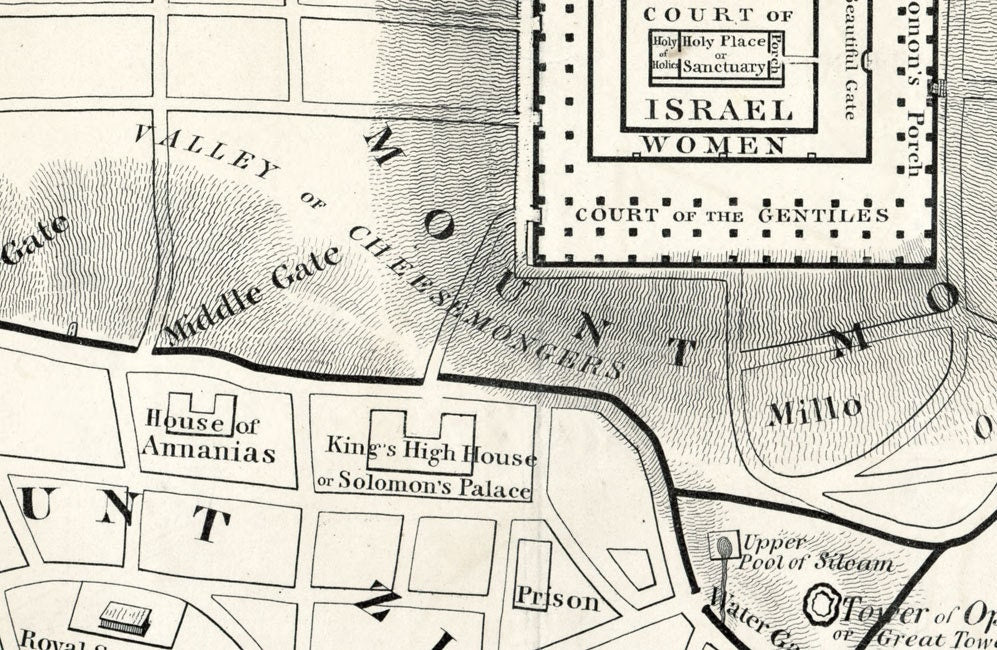 1800s Map of the City of Jerusalem Israel