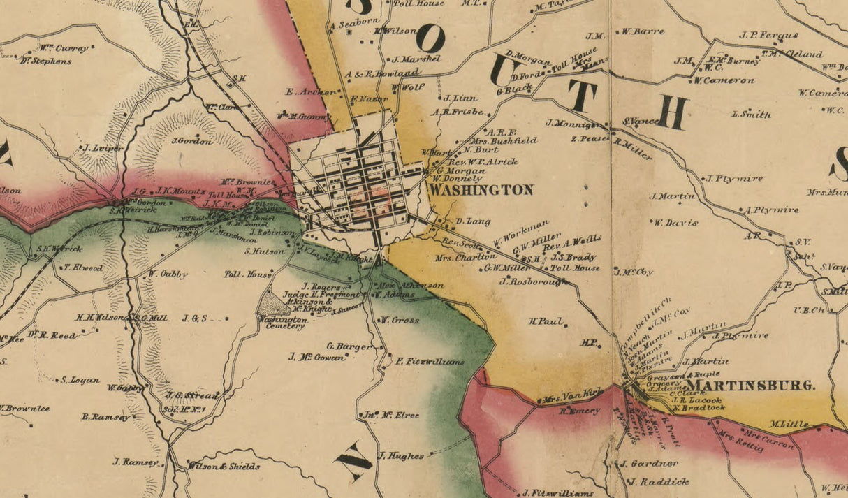 1861 Map of Washington County PA Digital File