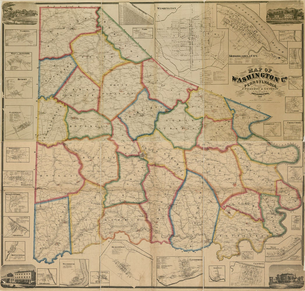 1861 Map of Washington County PA Digital File