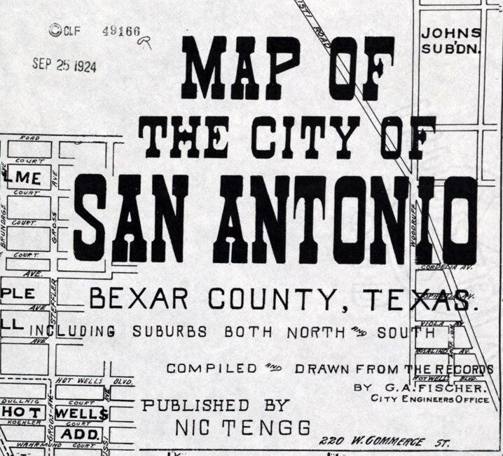 1924 Map of San Antonio Bexar County Texas