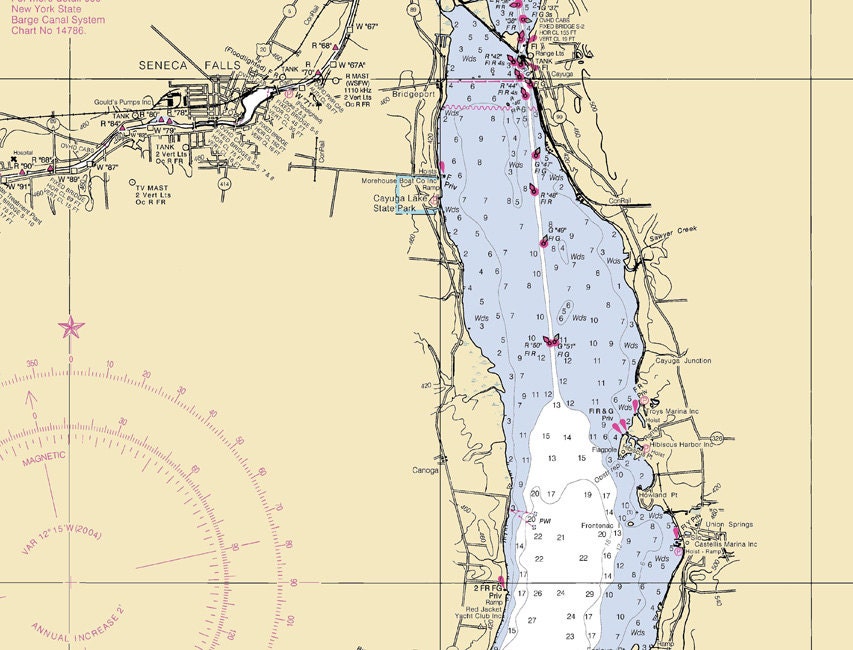 2004 Nautical Map of New York Cayuga and Seneca Lakes