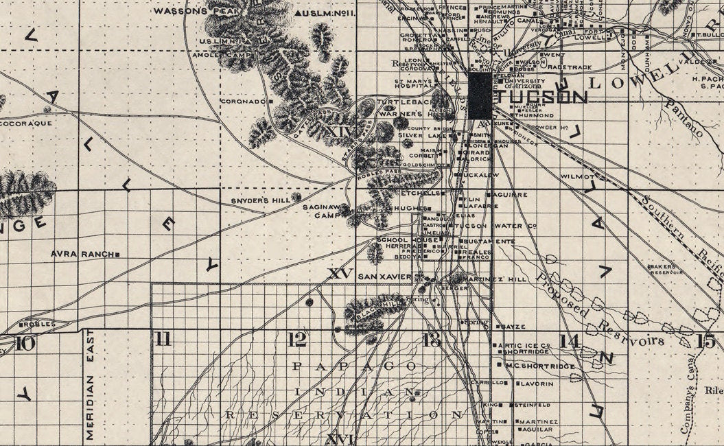 1893 Map of Pima County Arizona