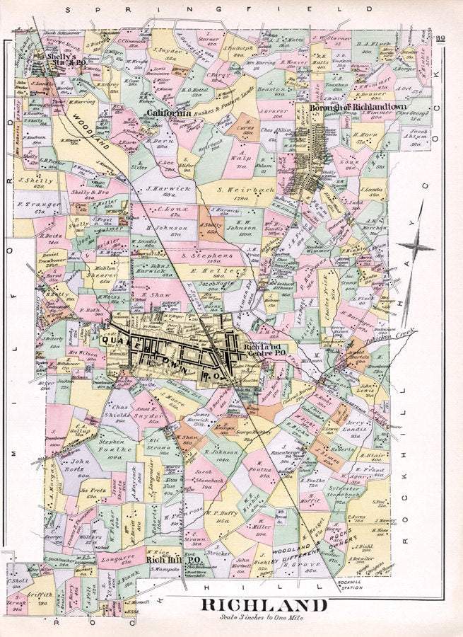 1891 Map of Richland Township Bucks County Pennsylvania