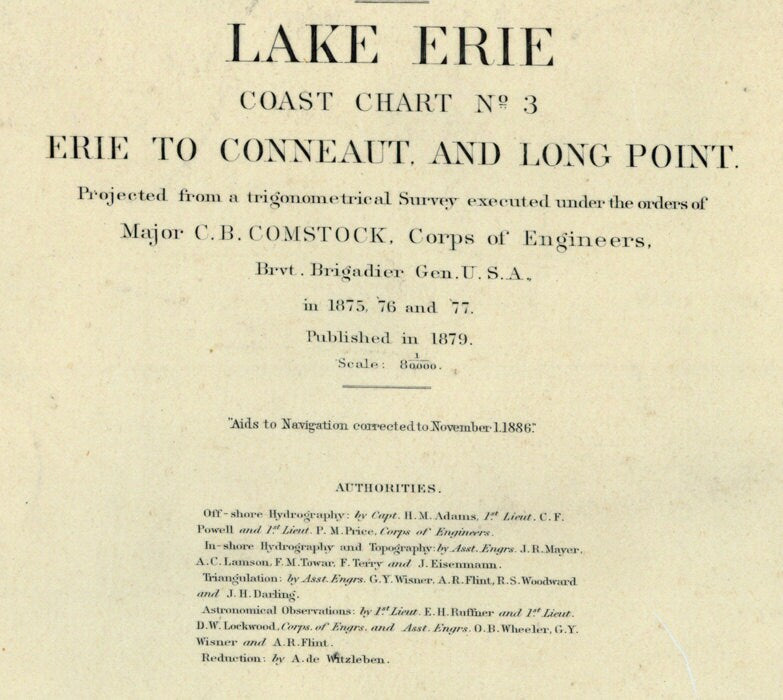 1892 Nautical Map of Presque Isle Erie to Long Point Erie County Pa