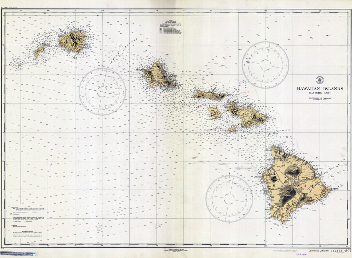 1935 Nautical Map of the Hawaiian Islands