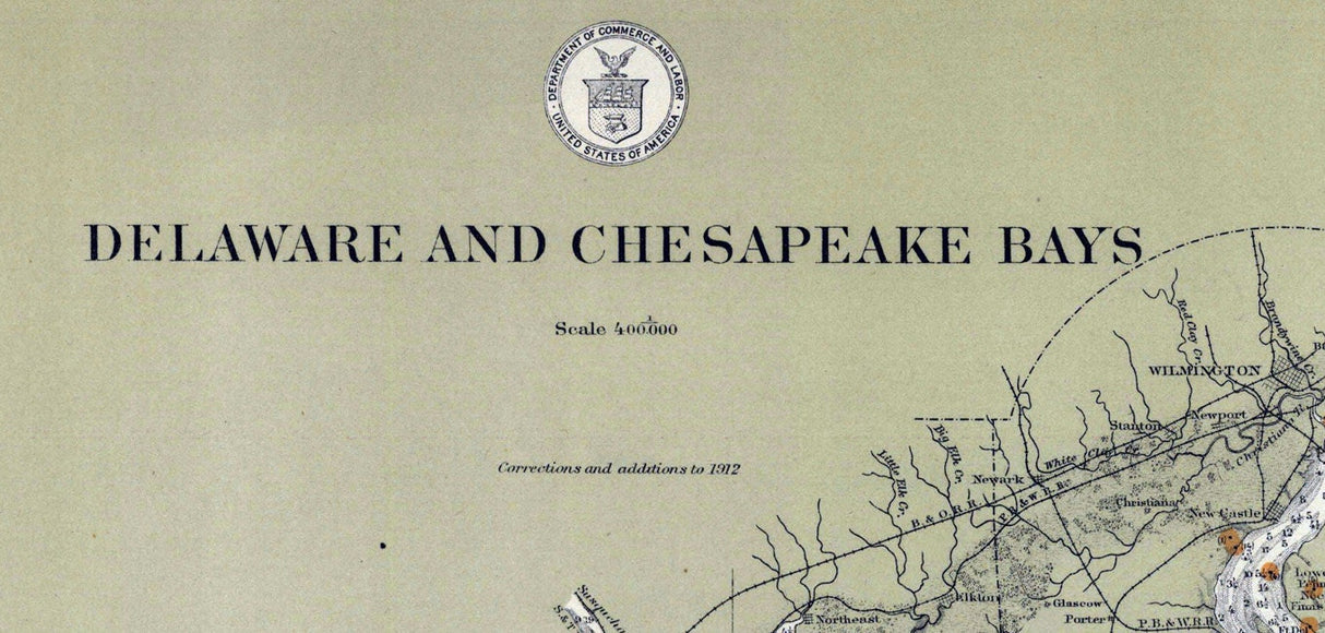 1912 Nautical Chart of the Delaware and Chesapeake Bay