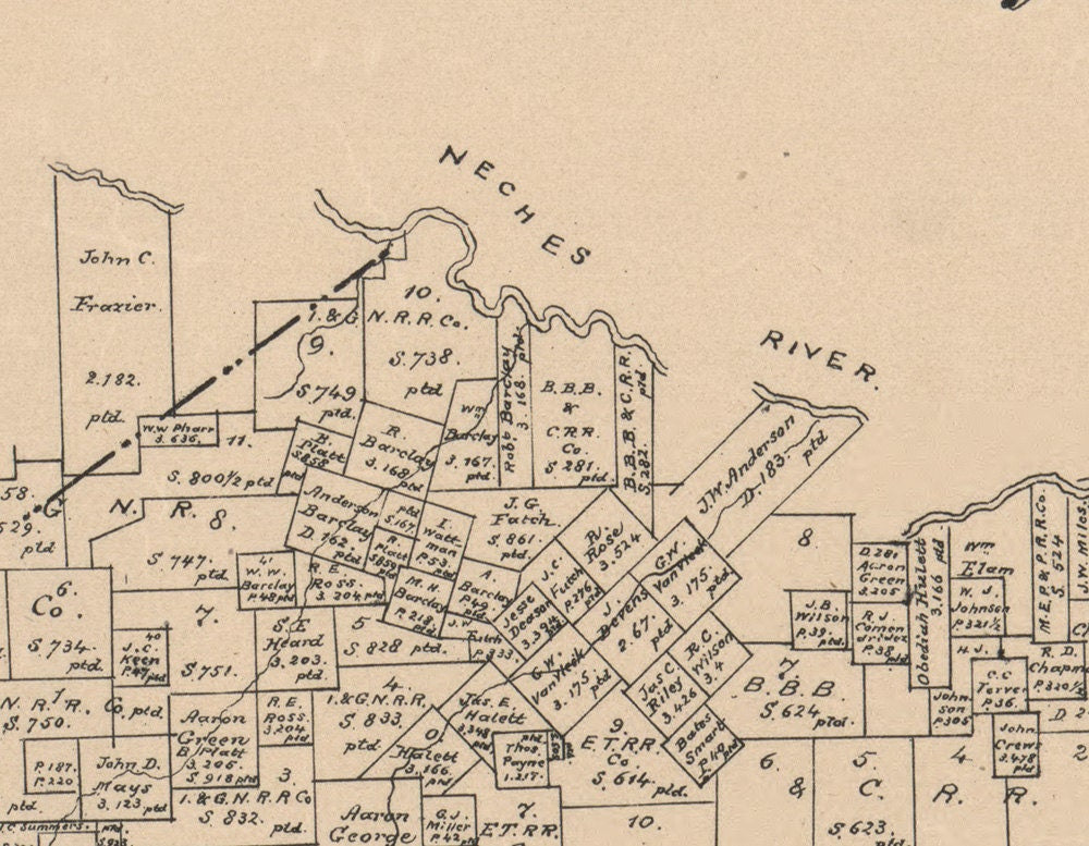 1879 Farm Line Map of Tyler County Texas