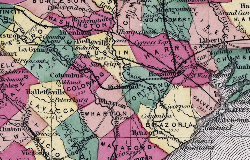 1875 Map of the State of Texas