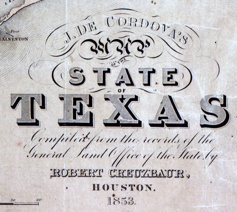 1853 Map of the State of Texas