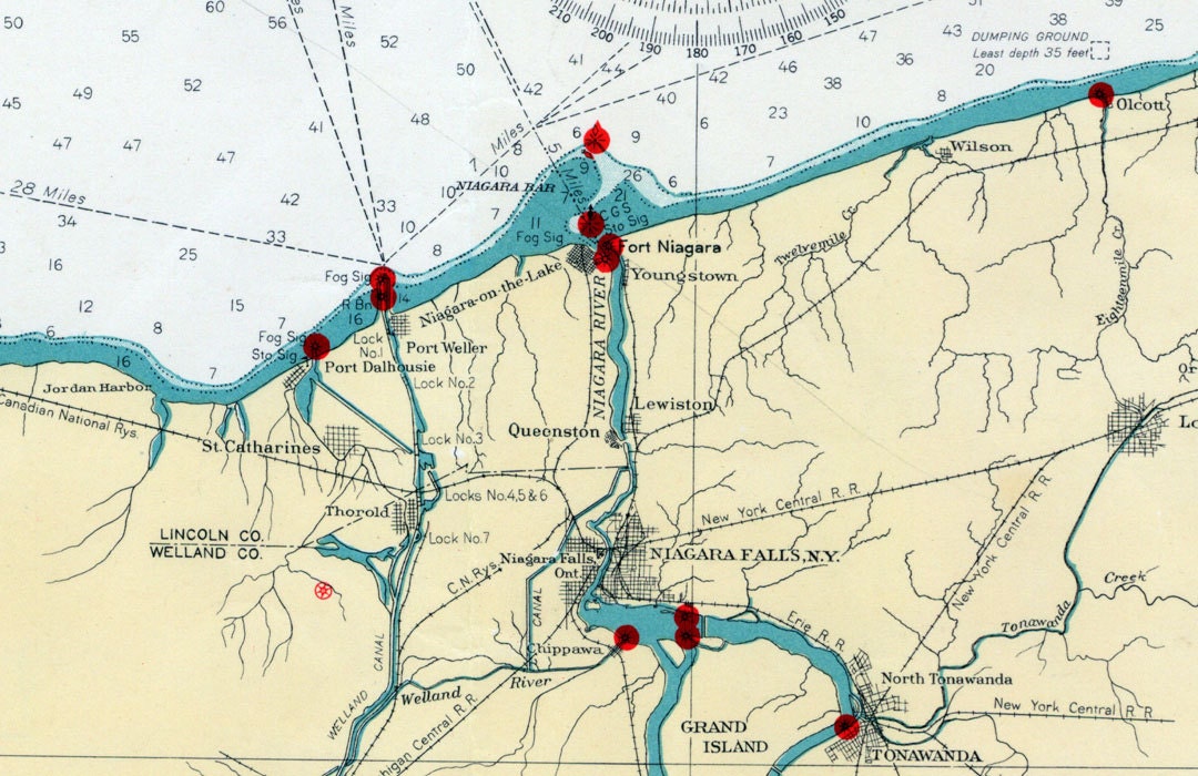1941 Nautical Map of Lake Ontario