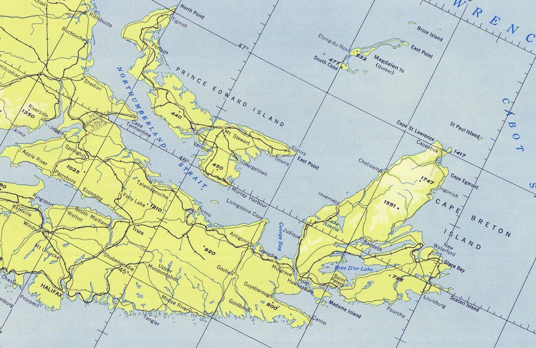 1953 Nautical Map of US & Canada East Coast