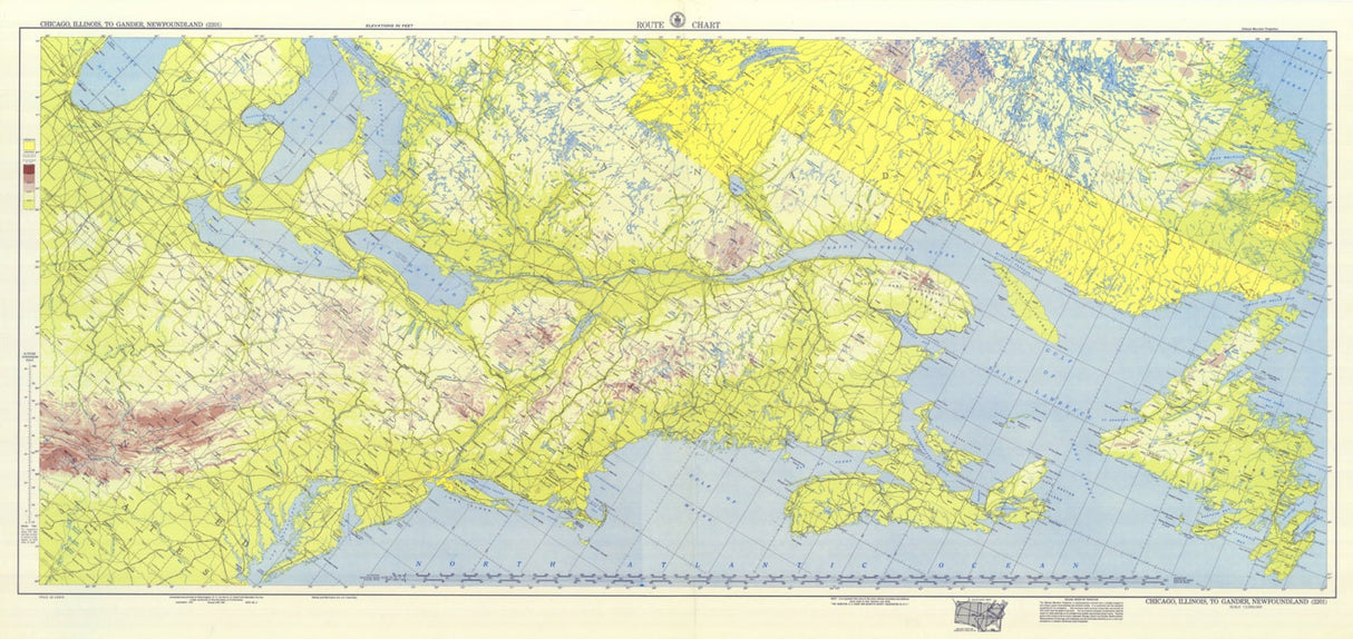 1953 Nautical Map of US & Canada East Coast