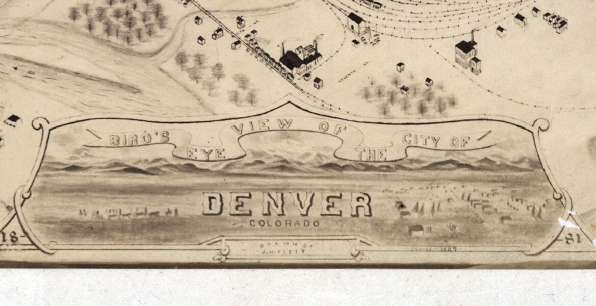 1881 Panoramic Map of Denver Colorado