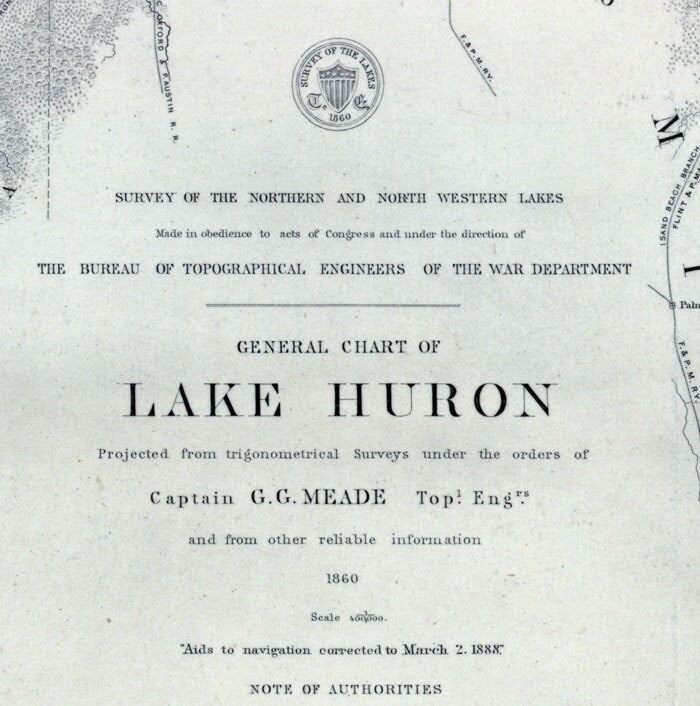 1897 Nautical Map of Lake Huron