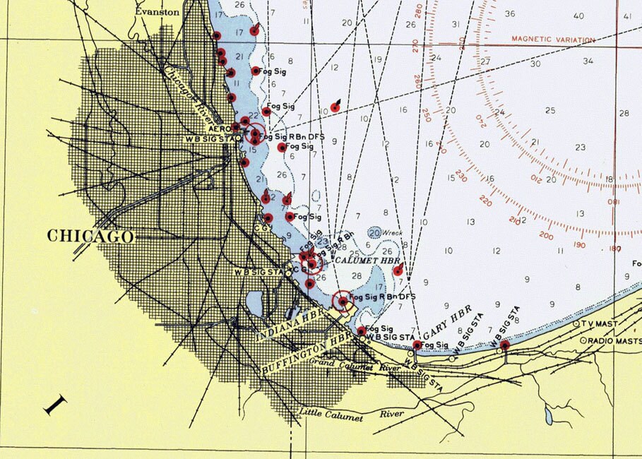 1957 Nautical Map of Lake Michigan