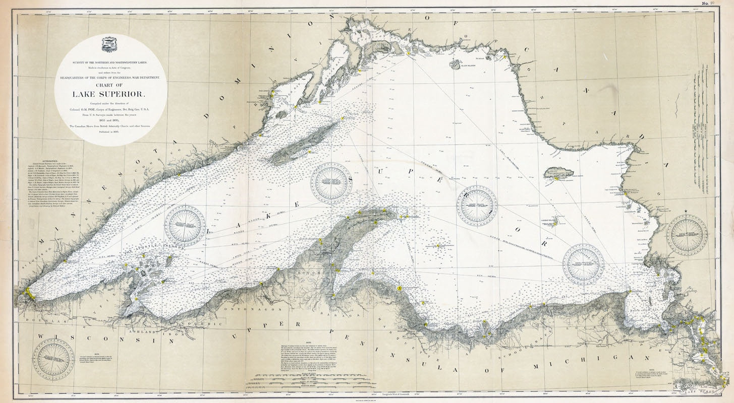 1895 Nautical Map of Lake Superior