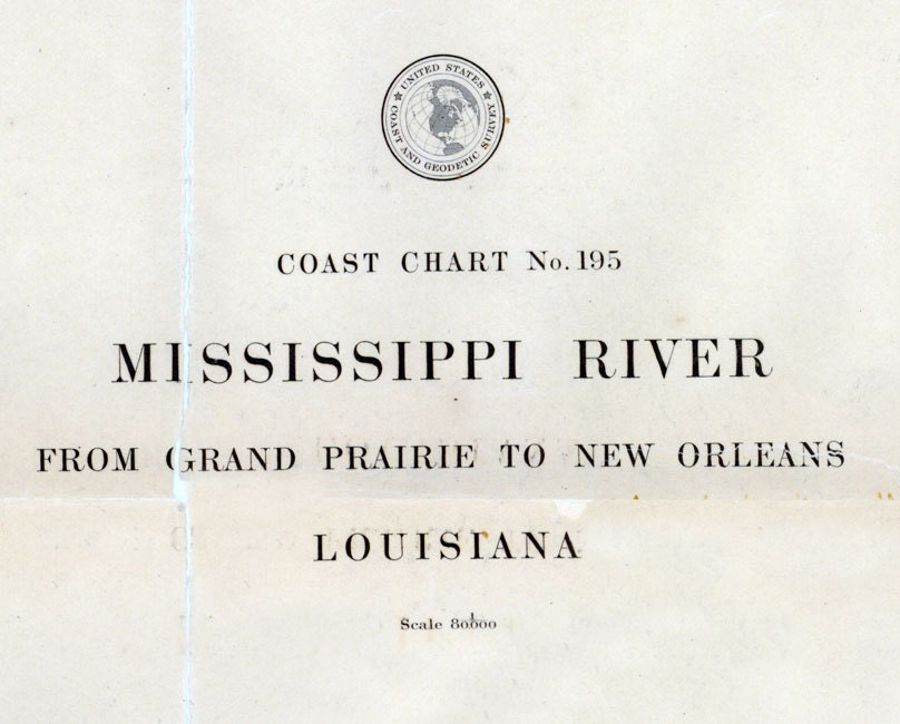 1897 Map of Mississippi River Grand Prairie to New Orleans