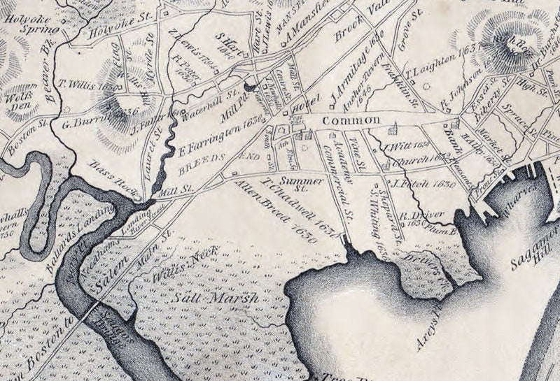 1829 Map of Lynn and Saugus Massachusetts