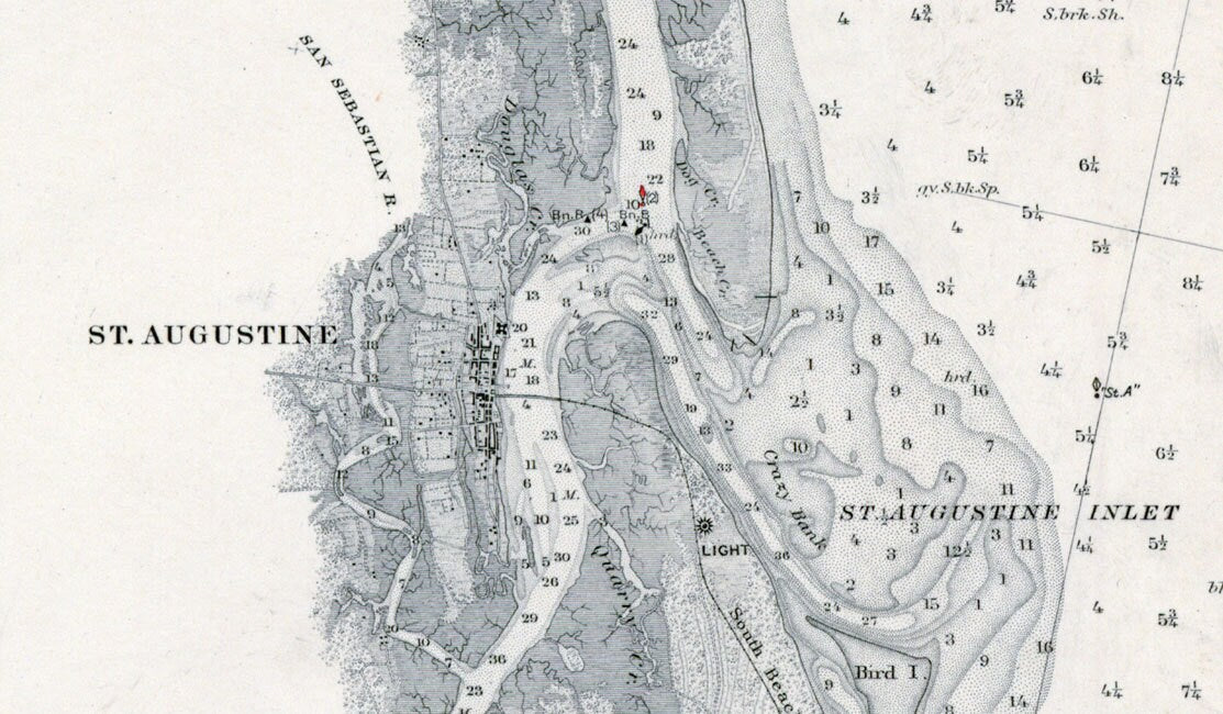 1893 Nautical Map of St Augustine Inlet Florida