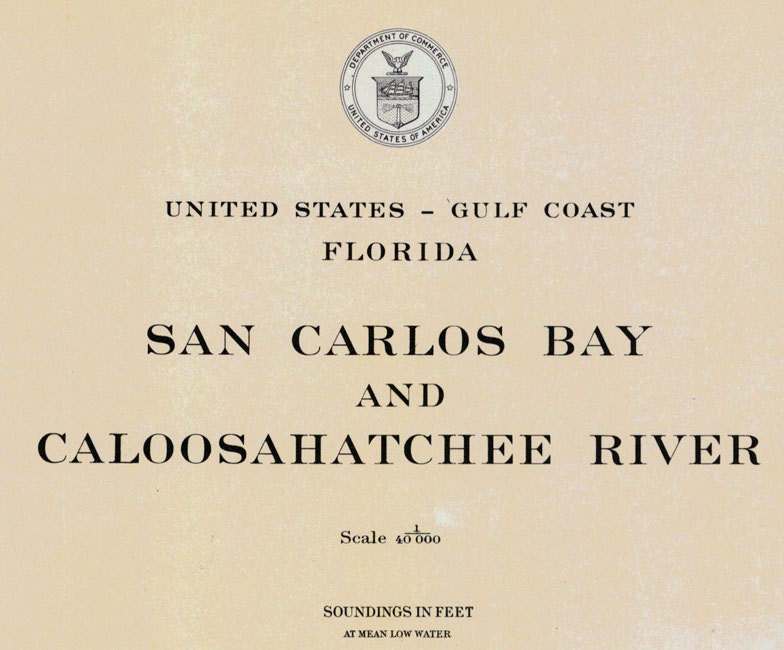 1930 Nautical Map of San Carlos Bay & Caloosahatchee River Florida