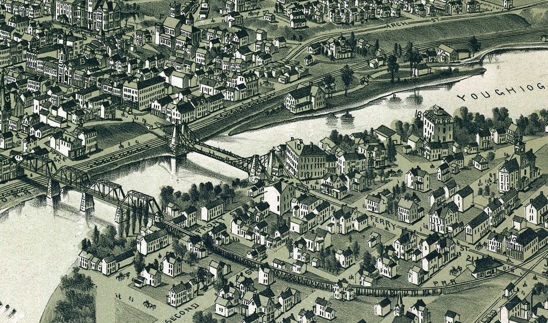 1897 Panoramic Map of Connellsville Fayette County Pennsylvania