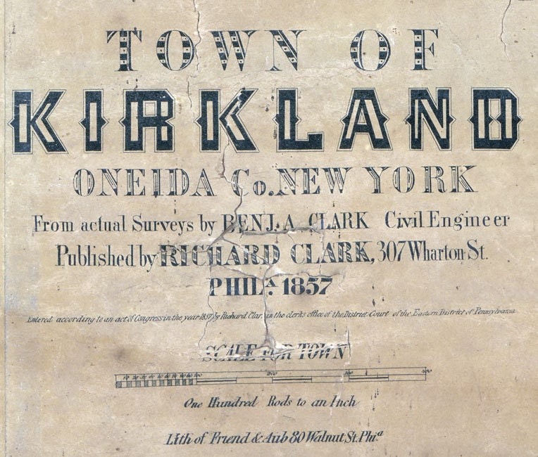 1857 Town Map of Kirkland Oneida County New York