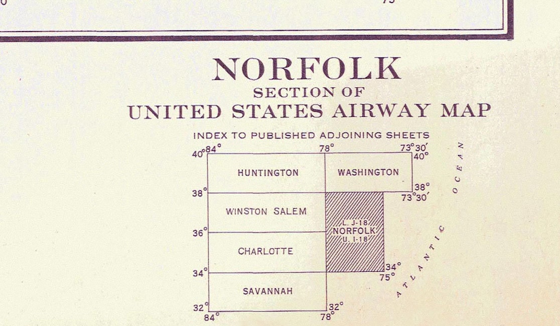 1935 Nautical Map of Norfolk & US East Coast