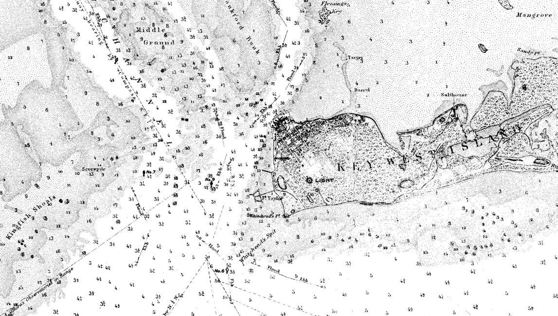 1871 Nautical Map of Key West Harbor Florida